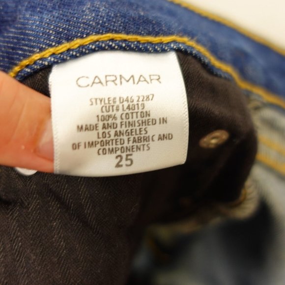 Carmar Jeans Womens 25 Cotton Denim Ripped Distress Straight High Rise Zip Fly - Picture 3 of 12